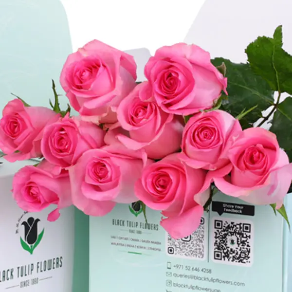 Pink Roses in Green Box