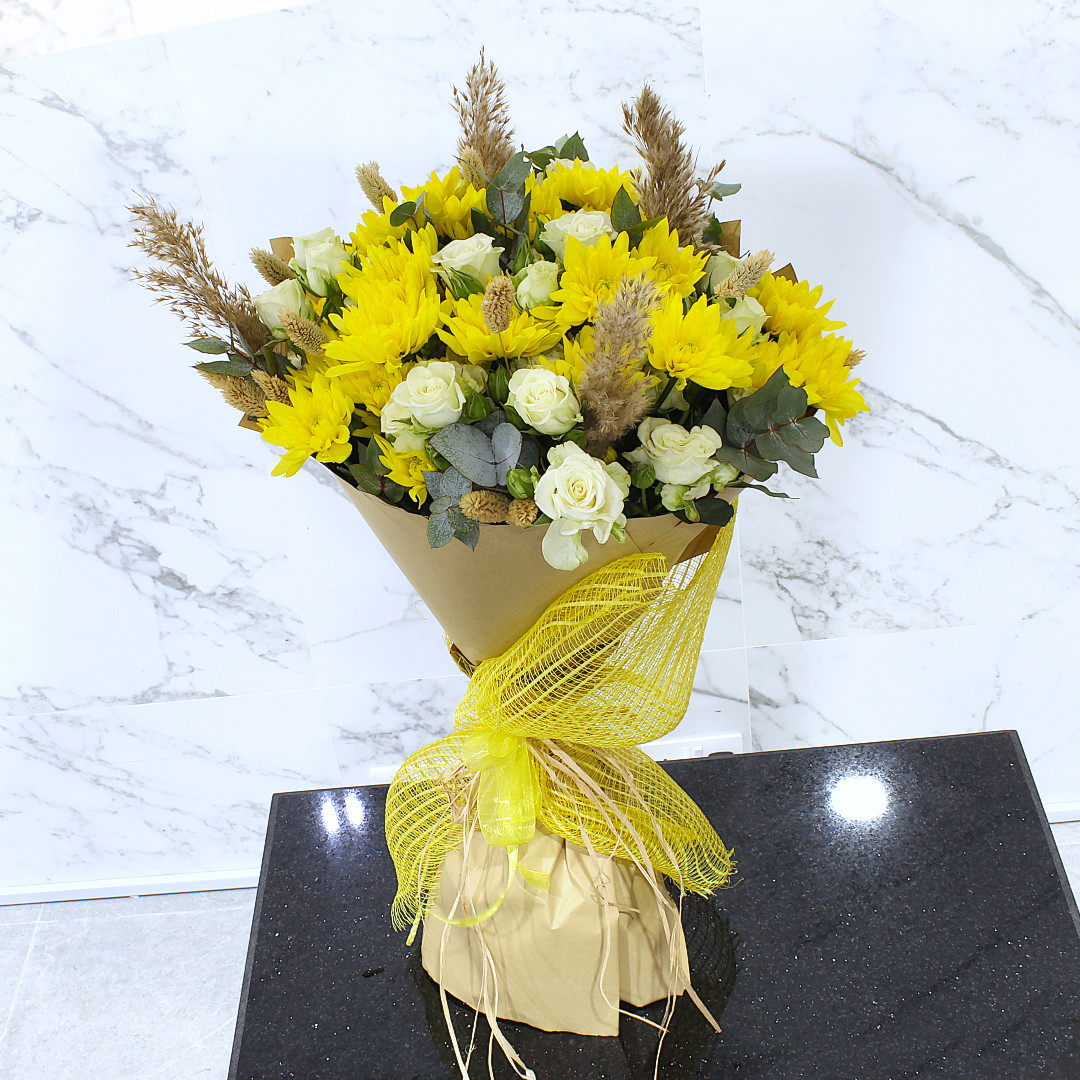 chrysantimum-white-spray-roses-dried-flowers-kraft-paper-wrapping-bouquet-black-tulip-flowers-001.jpg