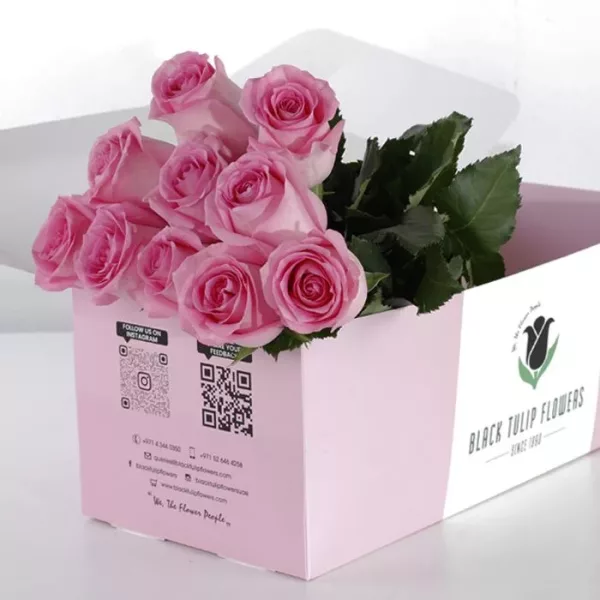 Pink Roses in Pink Box