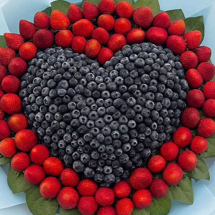 Strawberries and Blueberries in White Wrap